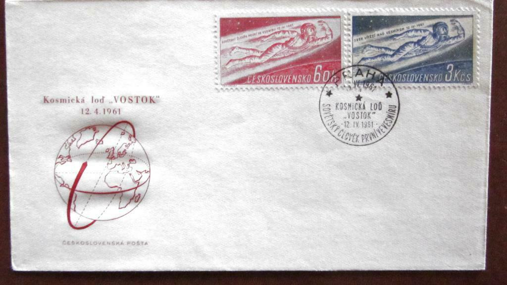 FIRST DAY COVER- THEMA RUIMTEVAART- VOSTOK- TJECHOSLOVAKIJE, Ophalen of Verzenden, Gestempeld, Overige thema's