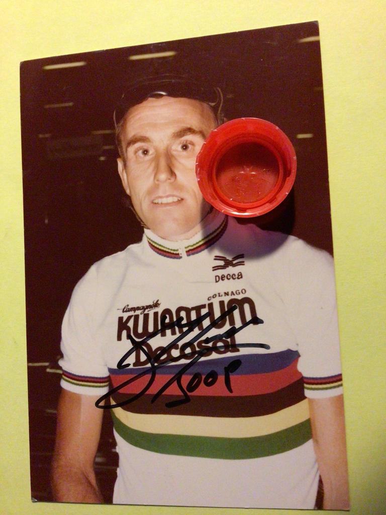 wielerfoto 1986 team kwantum joop zoetemelk signe, Envoi, Comme neuf