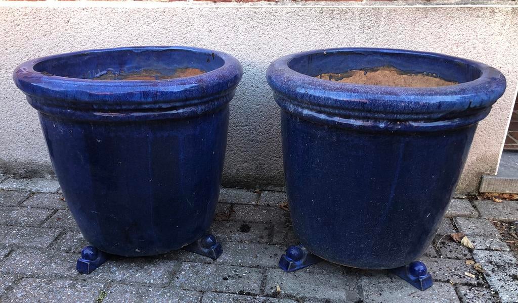 Keramieken bloempotten, Ophalen, Zo goed als nieuw, Rond, Balkon