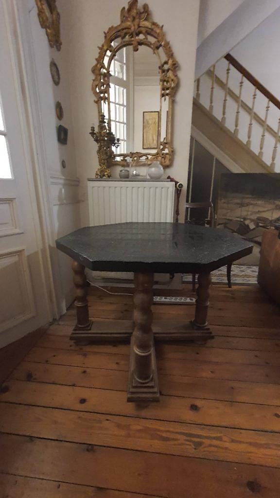 Table de Jeux en Marbre Noir de Mazy - XIXe Siècle, Ophalen