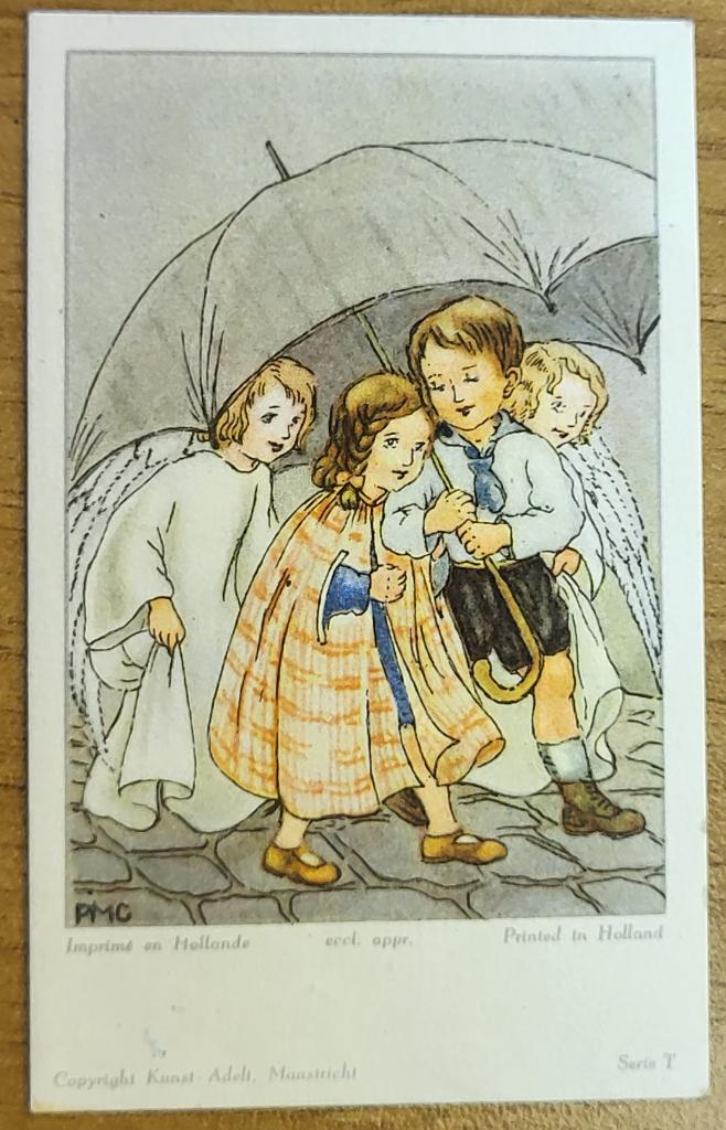 Serie T, KUNST-ADELT - La Protection (Andrée SCIEUR), Ophalen of Verzenden, Bidprentje