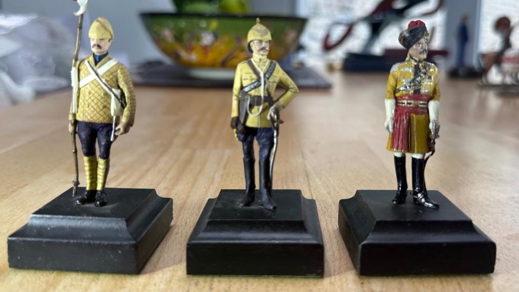 3 Figurines Plomb 6cm Soldats Colonie britannique des Indes, Collections, Enlèvement, Utilisé
