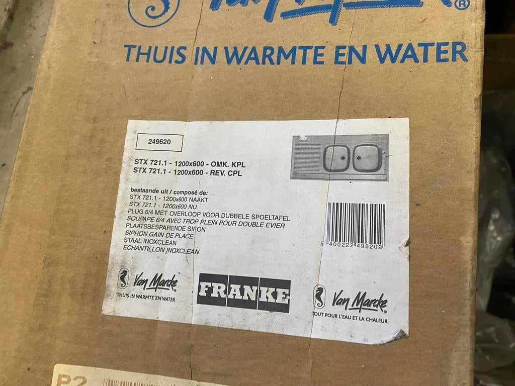Wastafel dubbel bekken omkeerbaar Franke, Ophalen, Nieuw, Inox, Wastafel