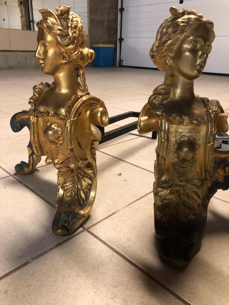 Paire de chenets garniture en bronze, Enlèvement, Bronze
