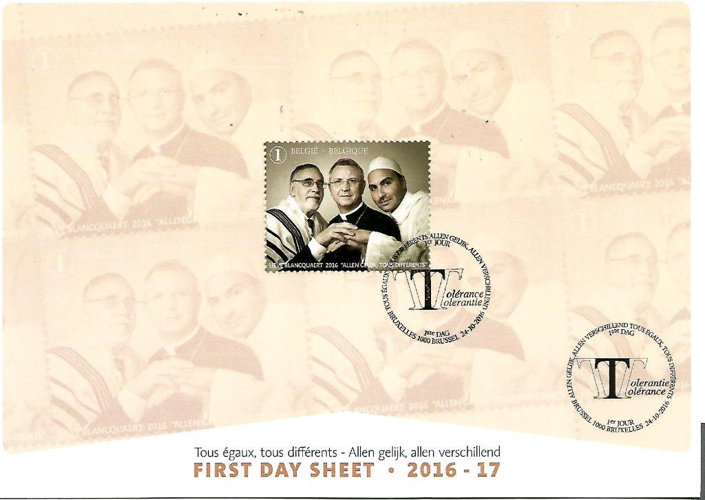 België  2016 FDS  Een oproep tot tolerantie  OBP 4646, Met stempel, Ophalen of Verzenden, Postfris, Postfris