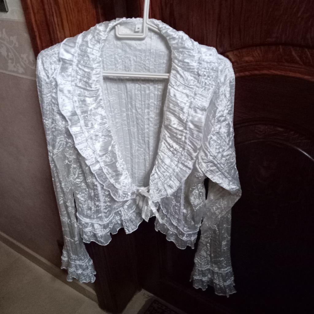 Colbert blouse vestje wit reliëf maat 38, Ophalen of Verzenden, Maat 38/40 (M), Wit