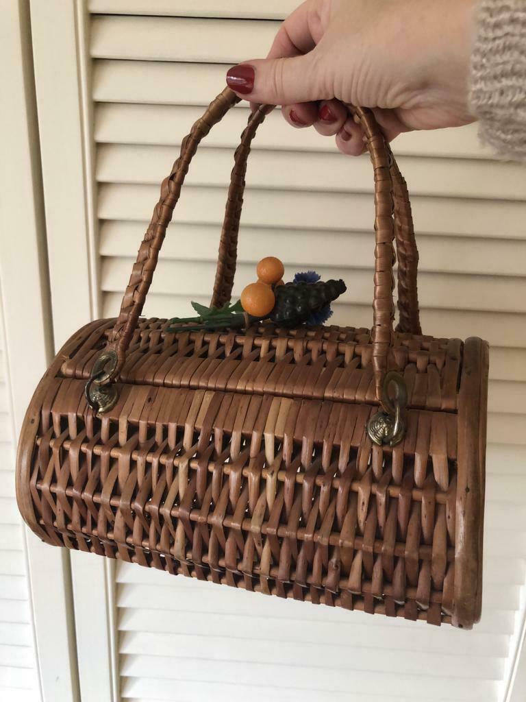 Gevlochten vintage handtas, Enlèvement ou Envoi, Utilisé