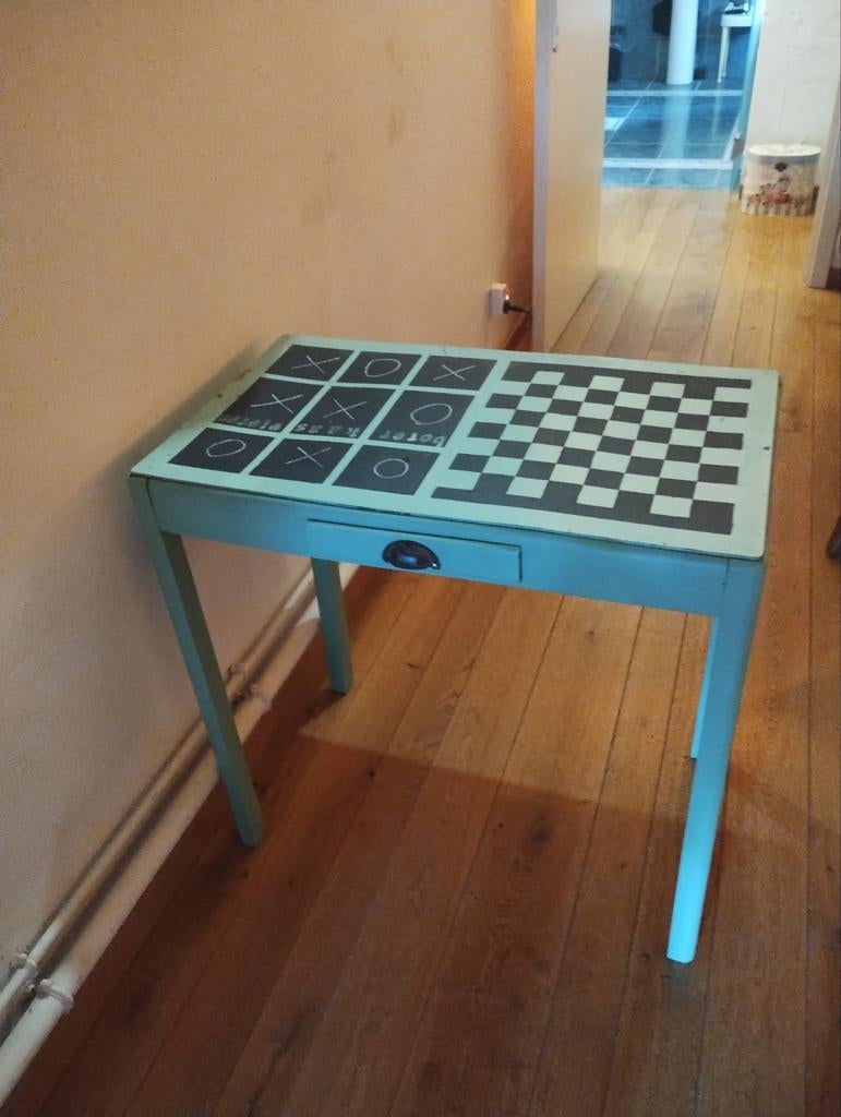 oud houten tafeltje groen geverfd boter kaas en eieren, Antiek en Kunst, Ophalen