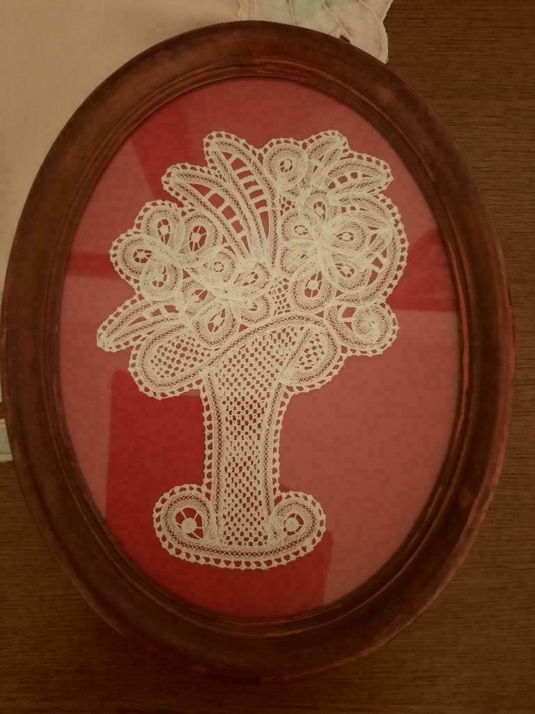 Kloswerkje in ovale kader, Huis en Inrichting, Woonaccessoires | Lijsten, Ophalen