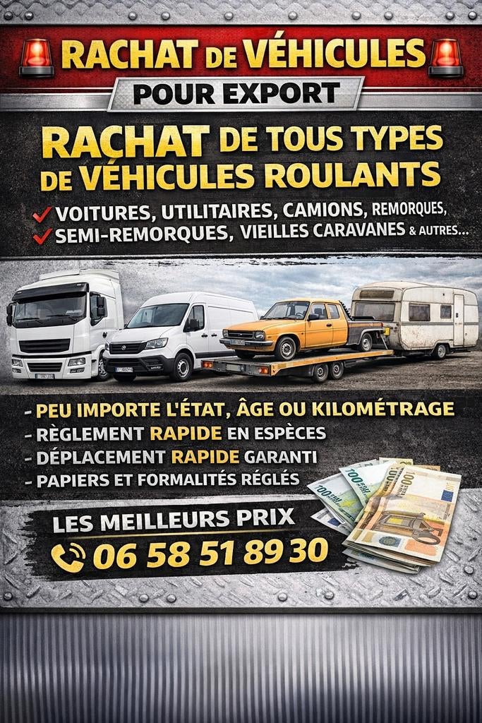 Rachat express en cash tout type de véhicule, Achat