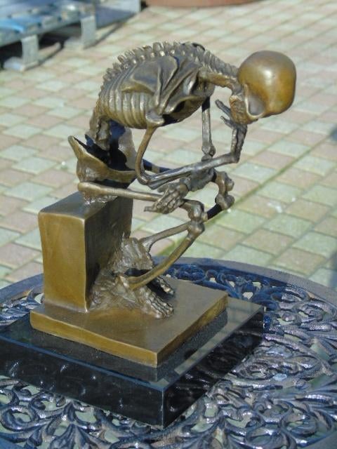 XL bronzen skelet gesigneerd denkerstijl van RODIN., Antiek en Kunst, Ophalen of Verzenden, Brons