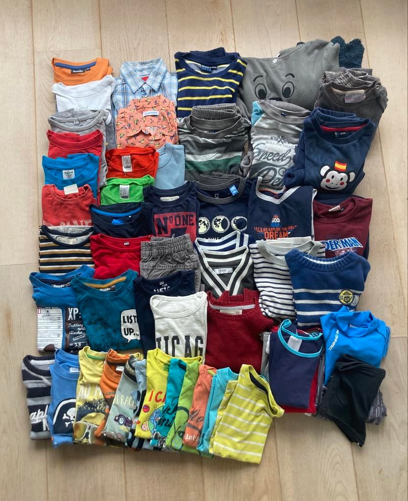 Pakket (56 stuks) jongenskledij maat 104-110, Enfants & Bébés, Enlèvement ou Envoi, Utilisé, Taille 104