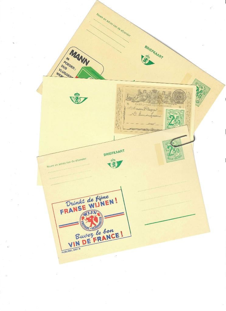 3 gele briefkaarten, Ophalen of Verzenden