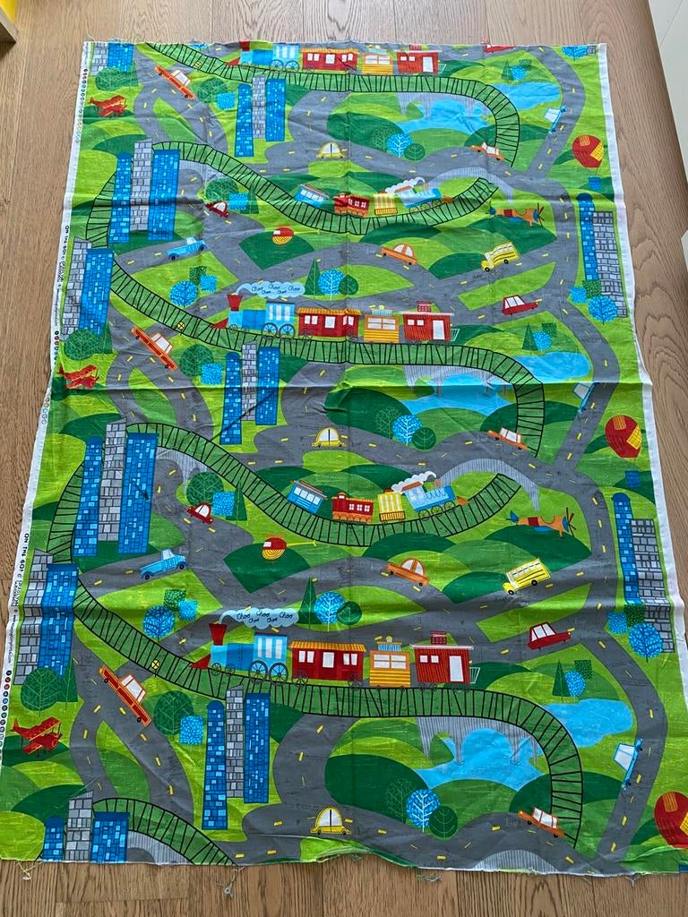 Katoentje met treinen en auto’s, Neuf, Enlèvement ou Envoi, Coton, 30 à 120 cm