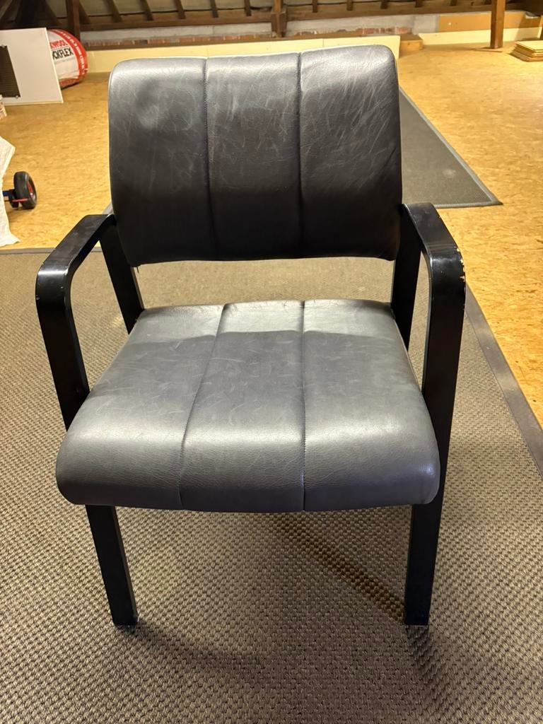 HAG vintage stoelen (3) in zwart leder,, Ophalen, Gebruikt, Zwart, Bureaustoel