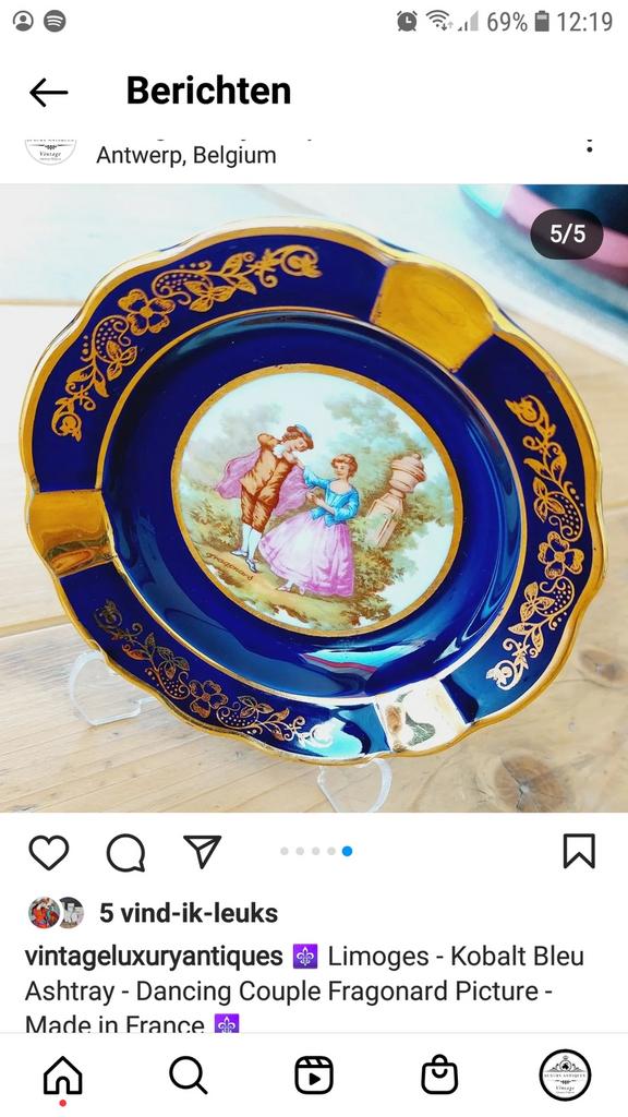 Petit cendrier Limoges couleur cobalt, Enlèvement ou Envoi