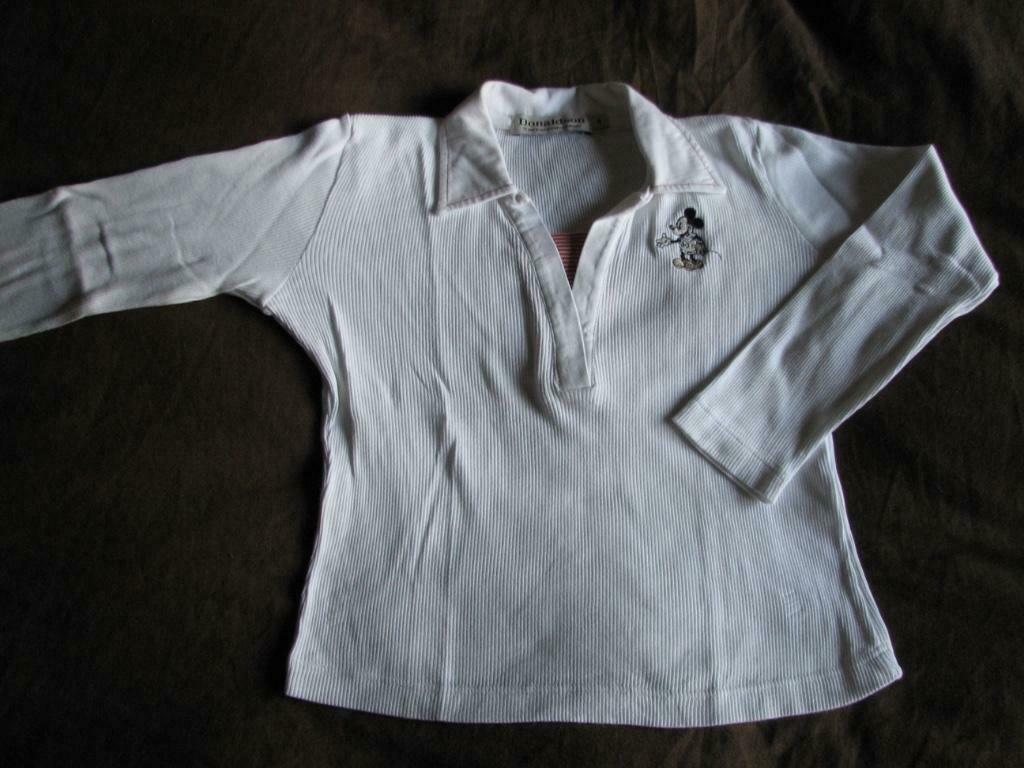 Wit meisjes shirt 'Donaldson' geribbeld, 7jaar (128), Kinderen en Baby's, Gebruikt, Meisje, Ophalen of Verzenden, Shirt of Longsleeve
