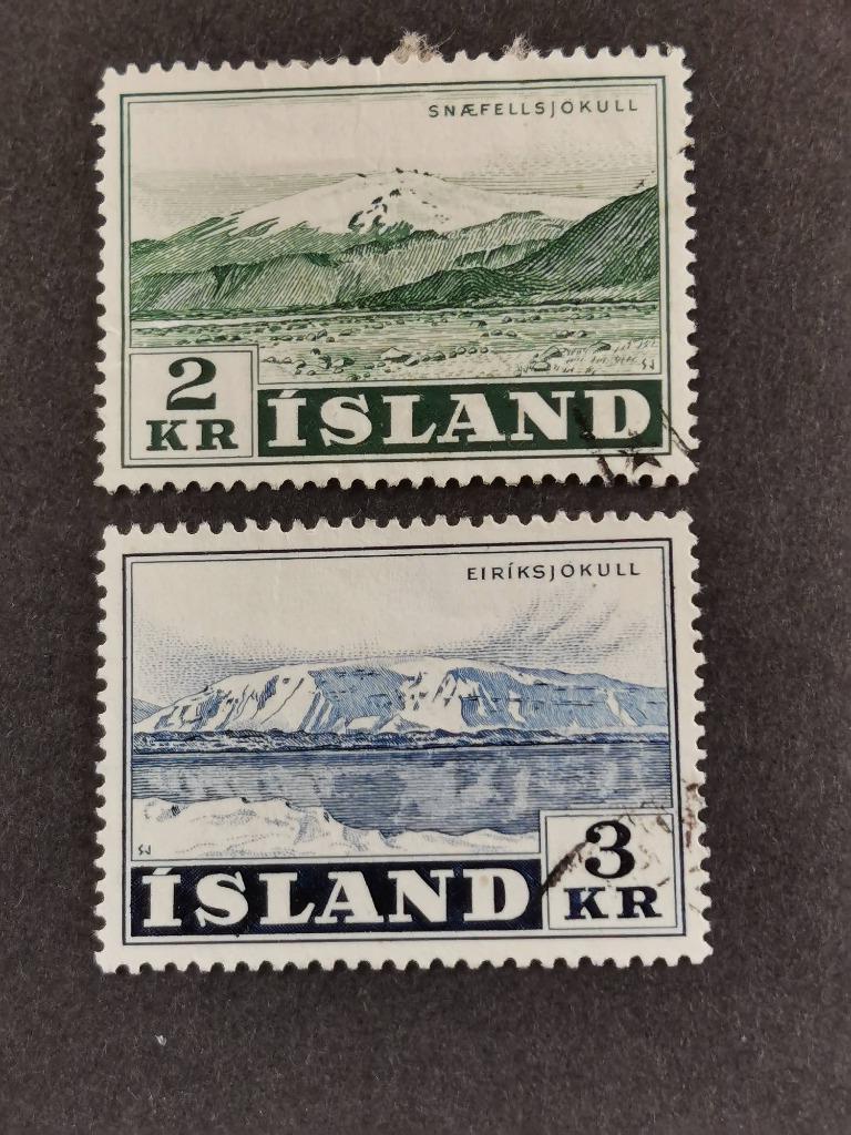 Ijsland 1957 - gletsjers Eiríksjökull en Snoefellsjokull, Postzegels en Munten, Postzegels | Europa | Scandinavië, Ophalen of Verzenden