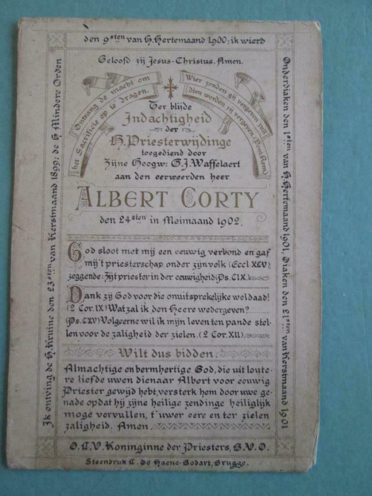 gedachtenisprentje priesterwijding 1902, Verzamelen, Verzenden