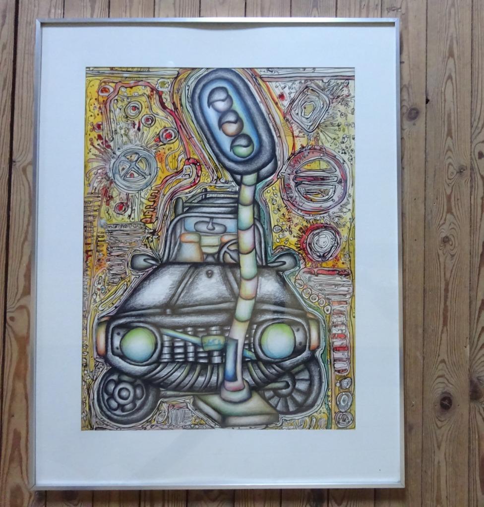 KoBass, Koen Bassez, GT, 73 x 55 cm, Stoplicht '79, Antiquités & Art, Art | Peinture | Moderne, Enlèvement