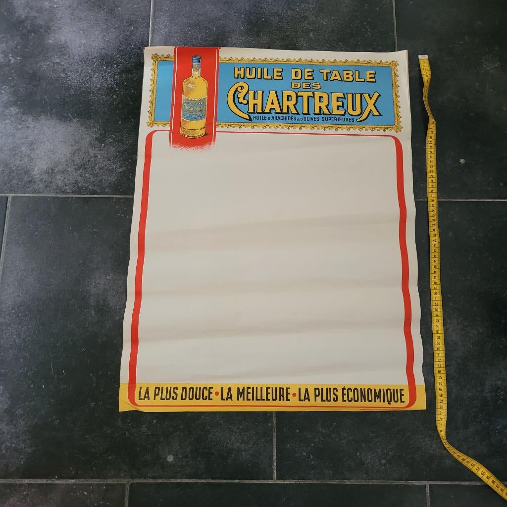 affiche publicitaire ancienne CHARTREUX 1950/prix négociable, Rechthoekig Staand, Deurposter of groter, Nieuw, Ophalen of Verzenden
