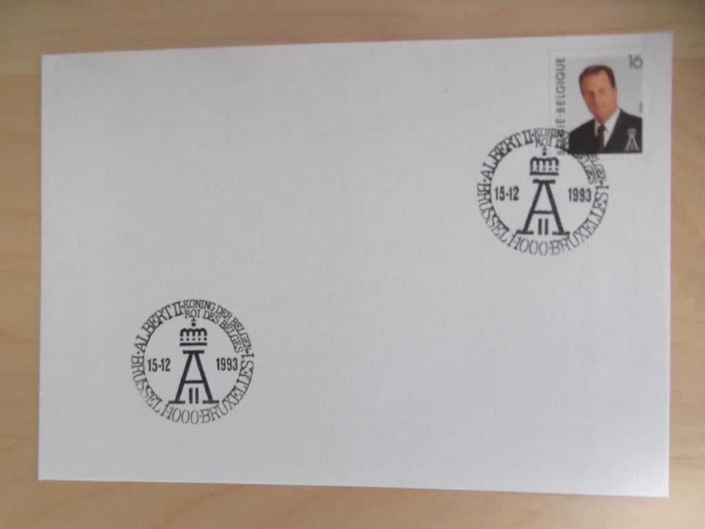 2532 FDC Albert II 1993, Postzegels en Munten, Ophalen of Verzenden, Gestempeld, 1e dag stempel, Met envelop