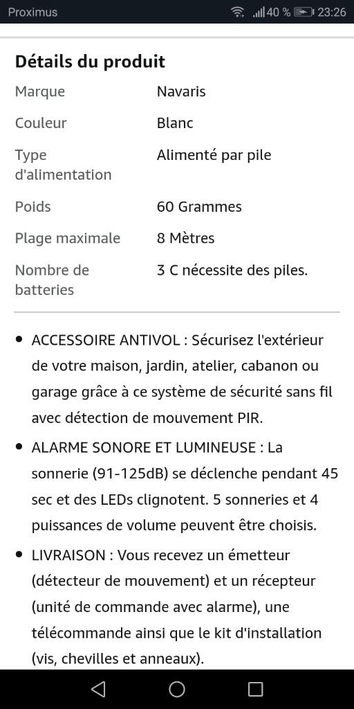 Alarme détecteur de mouvent sans fil infra rouge, Doe-het-zelf en Bouw, Ophalen, Beweging, Detector, Sensor of Melder, Draadloos