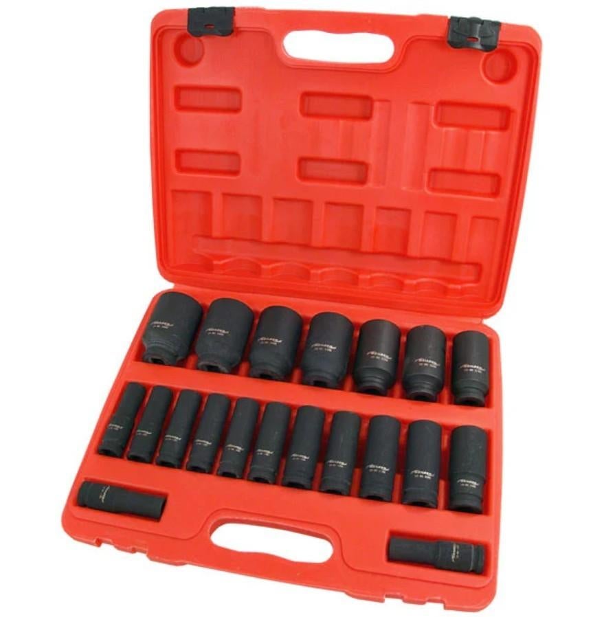 20 delige 1/2 inch diepe slagdoppen set 10 - 38 mm, Verzenden, Nieuw