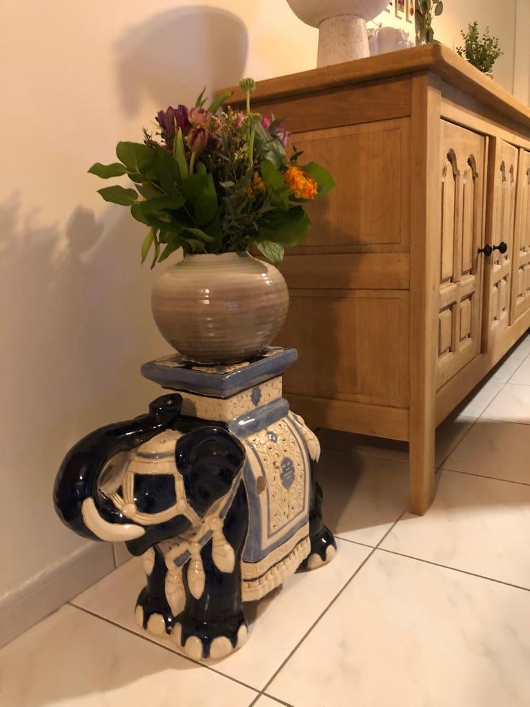 1 vintage plantenstaander, olifant *keramiek* *retro*, Antiek en Kunst, Ophalen of Verzenden