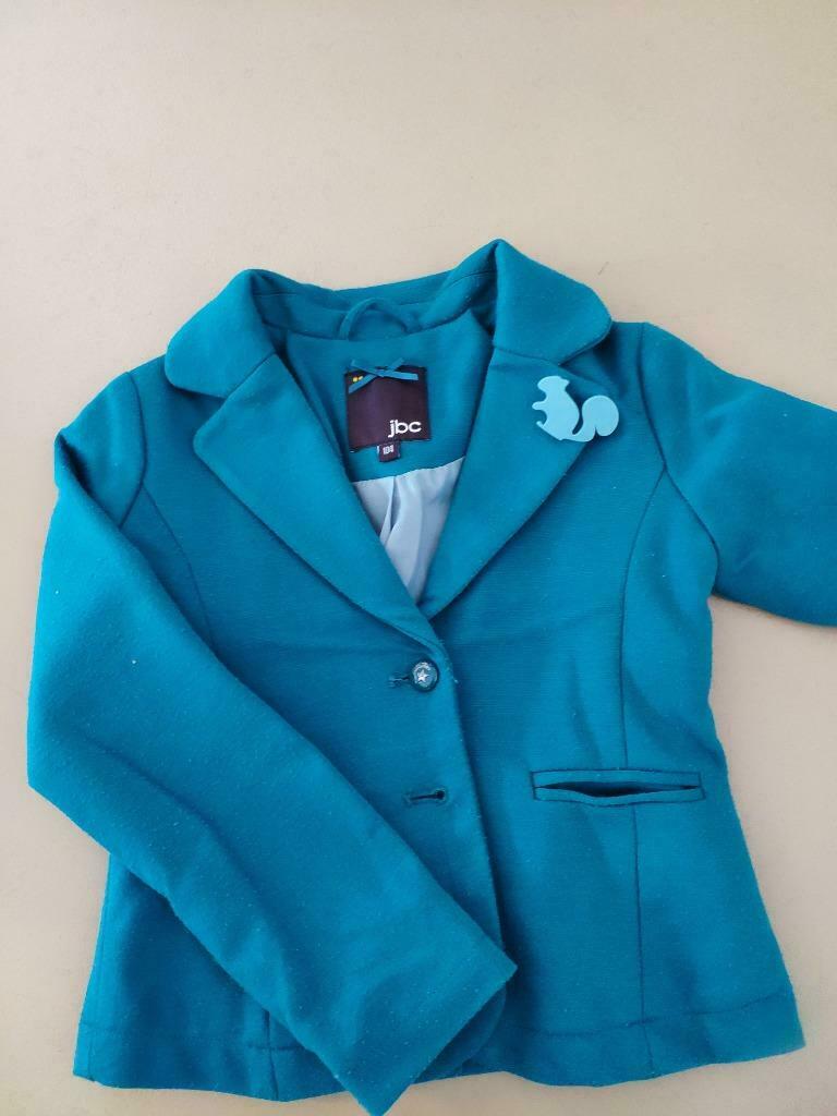 Groen vestje, blazer met leuke accenten - maat 104, Ophalen of Verzenden, Gebruikt, Meisje, Trui of Vest