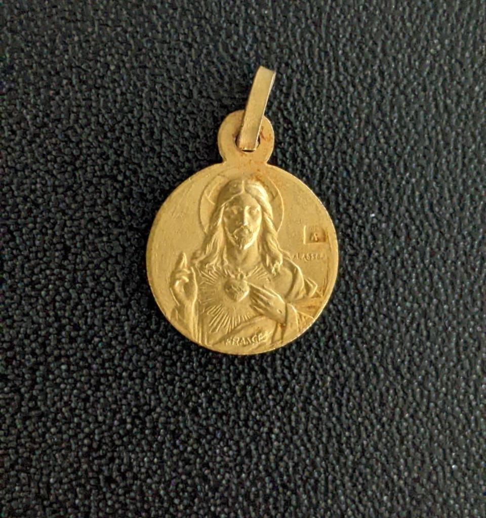 Medaillon, hanger Jezus Heilig Hart verguld, Frankrijk, Ophalen of Verzenden, Nieuw, Sieraad, Christendom | Katholiek