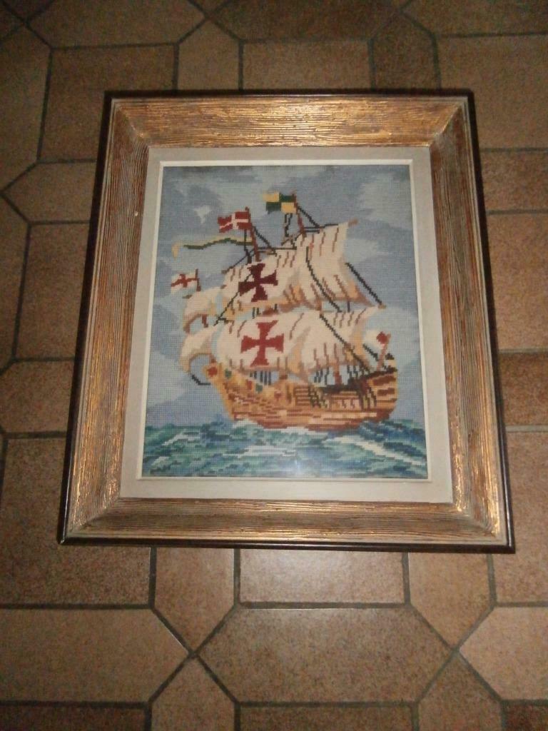 Tableau en points de croix: caravelle, Antiquités & Art, Enlèvement