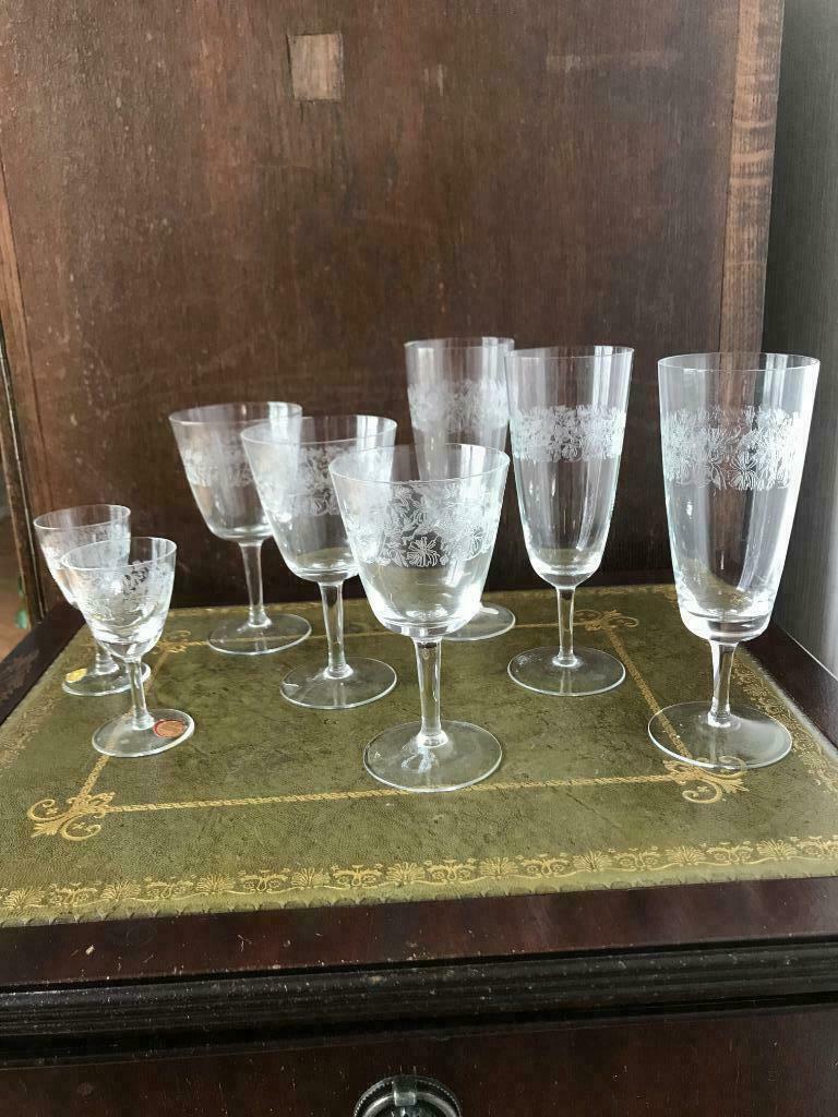 glazen, Boheems kristal, vintage, gegraveerd, Ophalen of Verzenden, Zo goed als nieuw, Overige typen