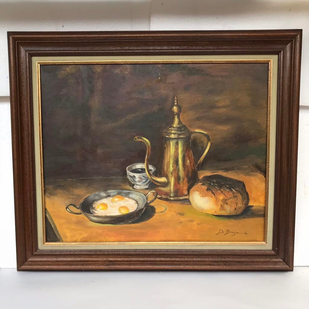 Stilleven, olieverf op doek, met kader. De Bruyne ., Antiquités & Art, Enlèvement