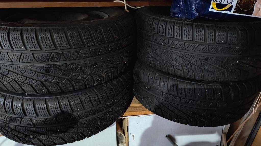 4 winterbanden op stalen velgen, Auto-onderdelen, Banden en Velgen, Ophalen, Gebruikt, Banden en Velgen, Winterbanden
