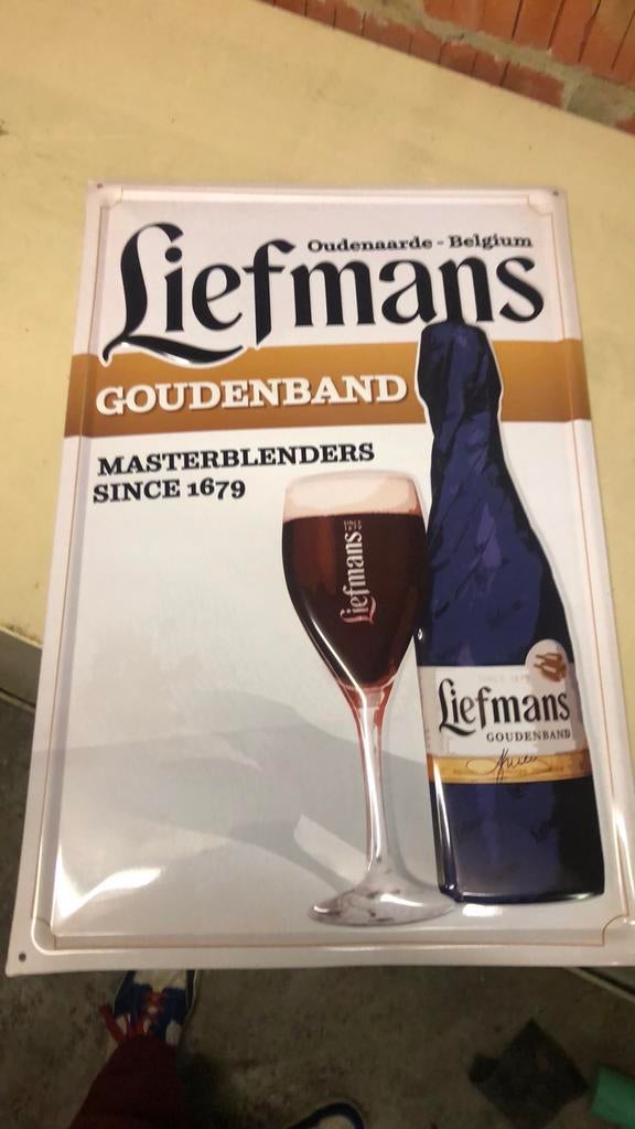 Liefmans goudenband reclamebord blik, Ophalen, Nieuw, Reclamebord, Plaat of Schild