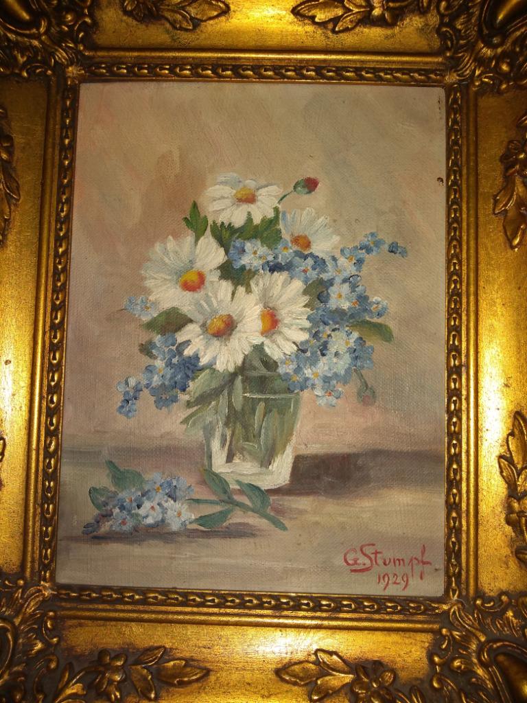 Oud schilderijtje Bloemen, Antiek en Kunst, Ophalen