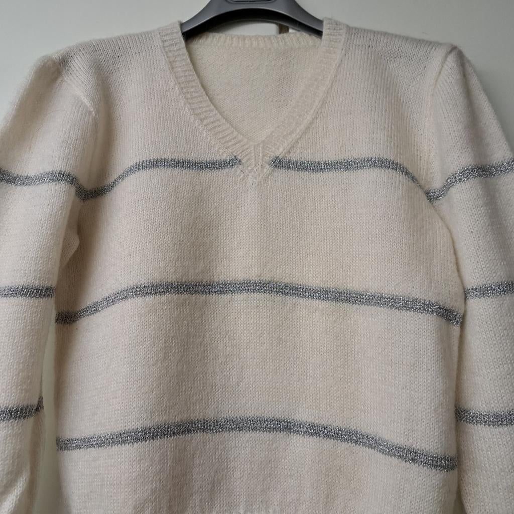 Handgebreide trui mohair lurex Nieuwstaat, Ophalen of Verzenden, Nieuw, Wit