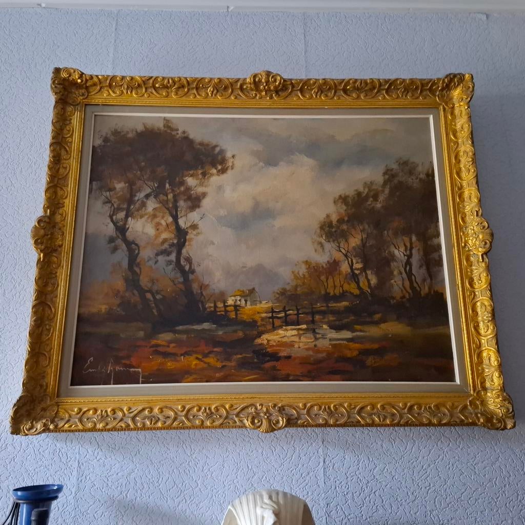 Familieschilderij gesigneerd door Émile Lammers, Antiek en Kunst