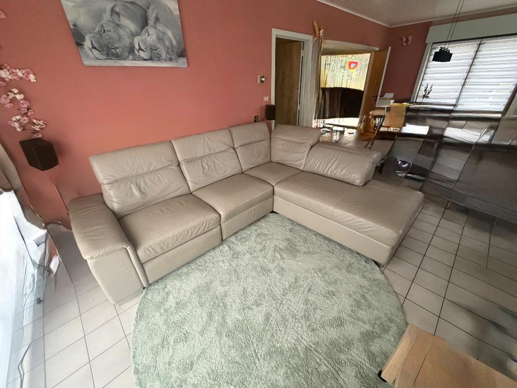 Zetel, Huis en Inrichting, Ophalen, Hoekbank, Leer, Zo goed als nieuw