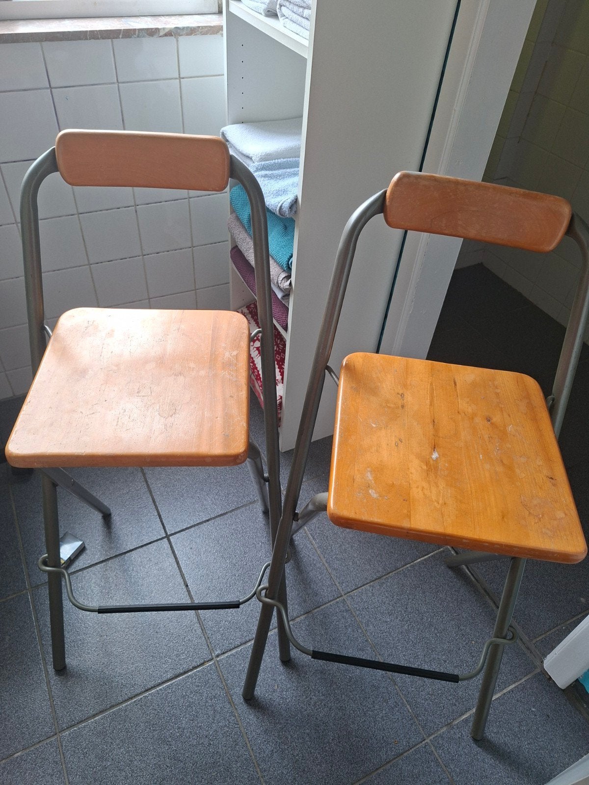 2 opplooibare bar kruken, Ophalen, Met voetsteun, 60 tot 90 cm, Zo goed als nieuw
