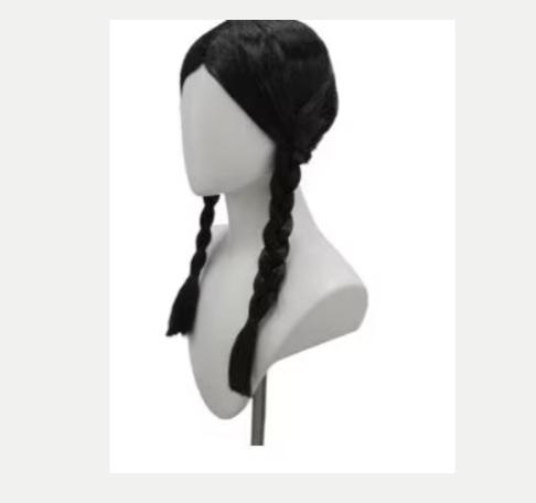 Perruque de cosplay Wednesday Addams à 2 tresses - Synthétiq, Enlèvement ou Envoi, Neuf