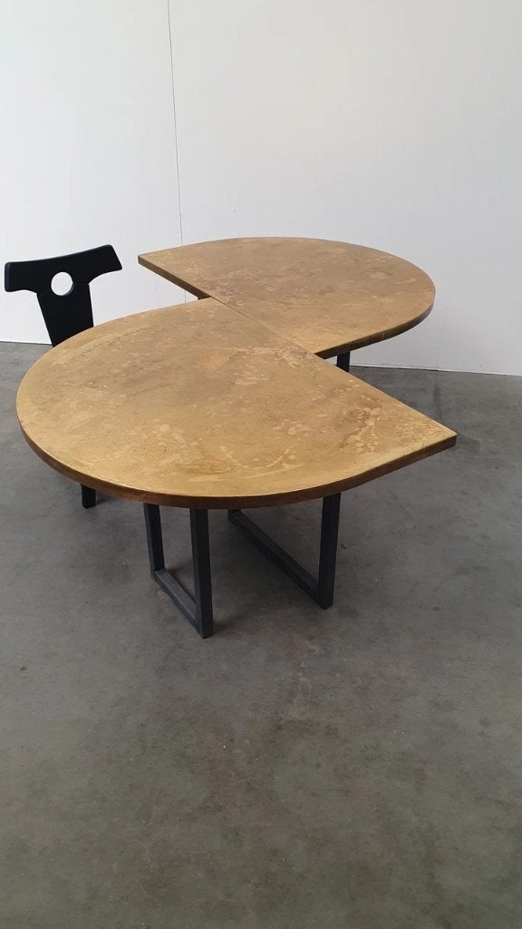Brutalist messing design tafel ovaal modulair - ruw staal, Huis en Inrichting, Tafels | Eettafels, Ophalen, Gebruikt, Ovaal, Metaal