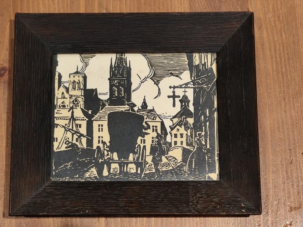 Gravure de Liège – Alfred Martin – Basilique Saint- martin, Gravure