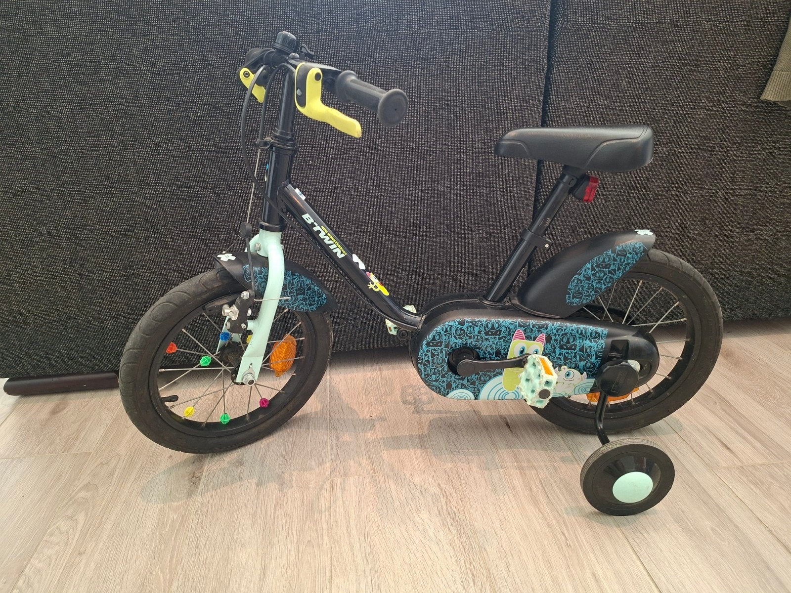 kinderfiets  14 inch met afneembare zijwieltjes, Ophalen, Zijwieltjes, Velgrem, Minder dan 16 inch