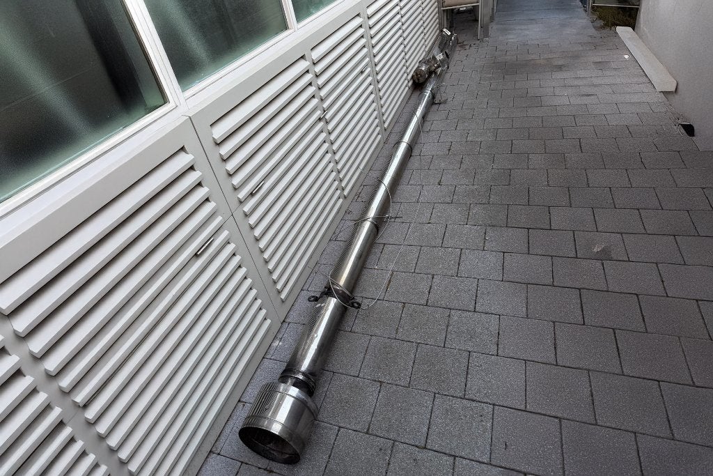 dubbelwandige innox schoorsteen, Doe-het-zelf en Bouw, Ophalen, Inox, Gebruikt, 6 meter of meer