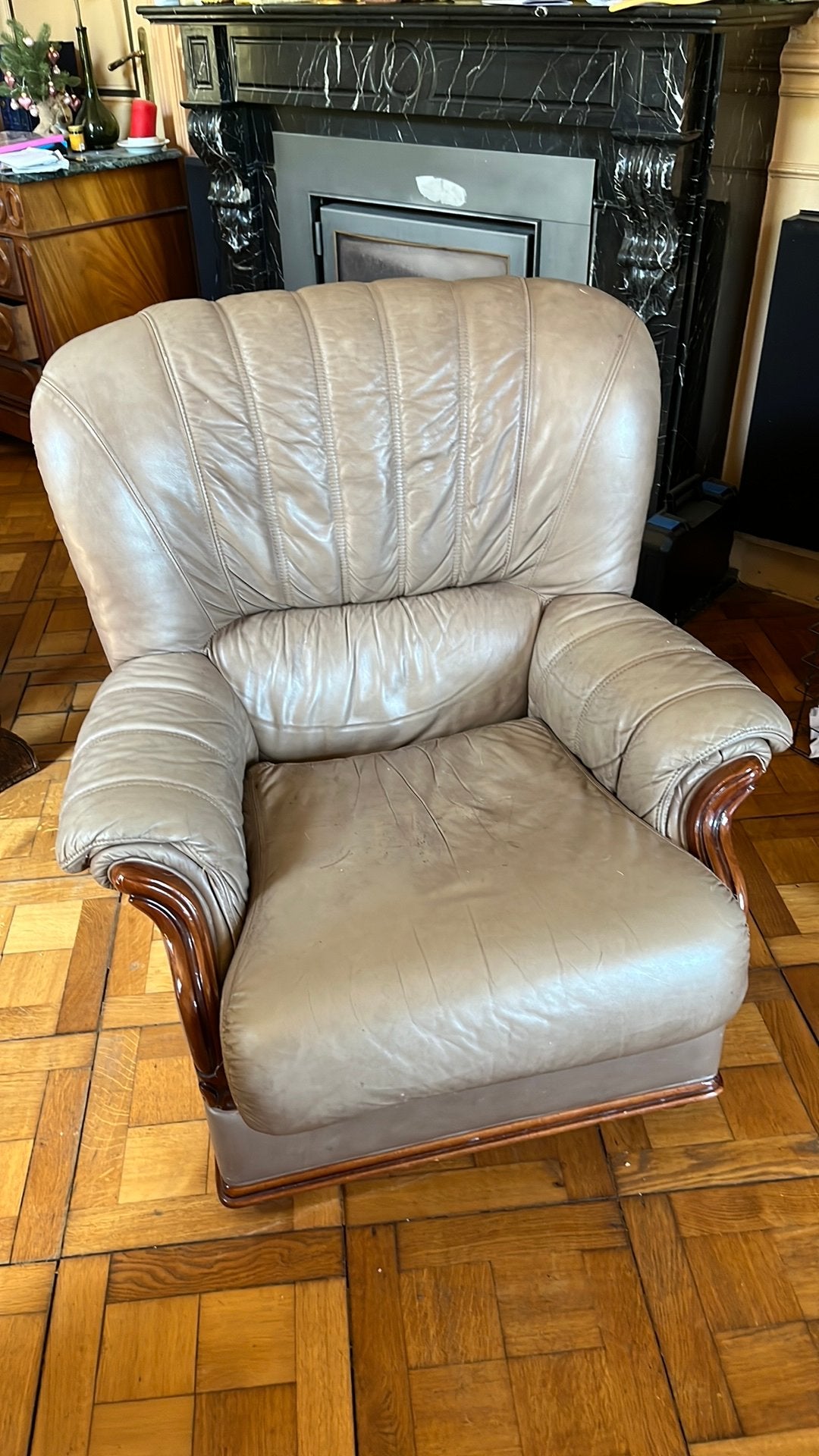 Deux fauteuils cuir de vache annee 1990, Maison & Meubles, Moins de 75 cm, Vintage, Enlèvement, Utilisé