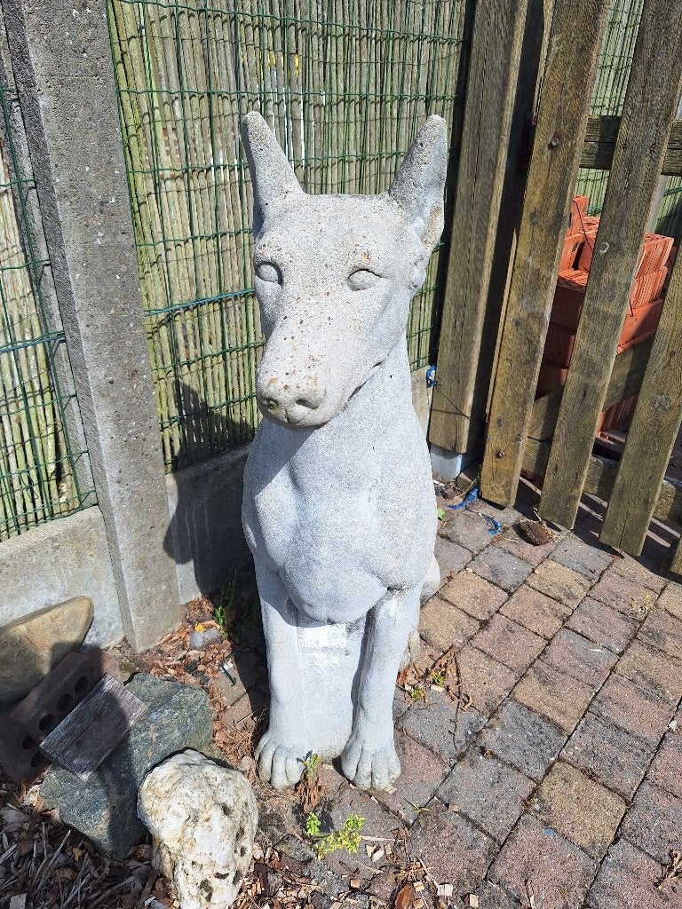 Tuindecoratie stenen beeld hond, Tuin en Terras, Ophalen, Steen