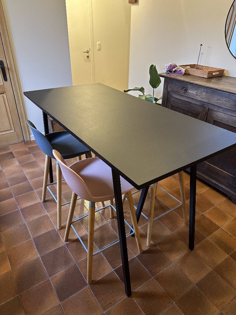 Eettafel (Hay Loop Hoog) en 4 stoelen (Zuiver Albert Kuip), Gebruikt, 50 tot 100 cm, 150 tot 200 cm, Modern