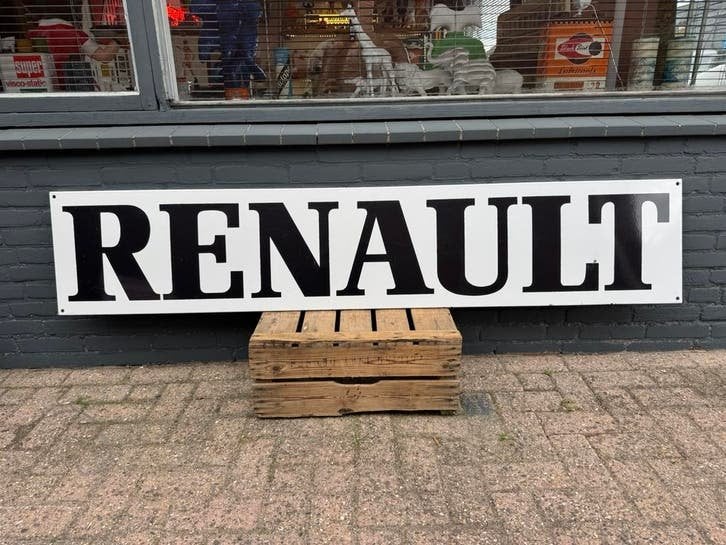 Vintage Renault Emaille Reclamebord - Groot Formaat